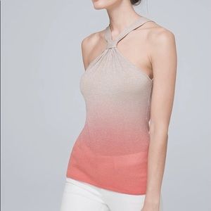 White House Black Market Ombre Shimmer Halter Top in Tea Rose